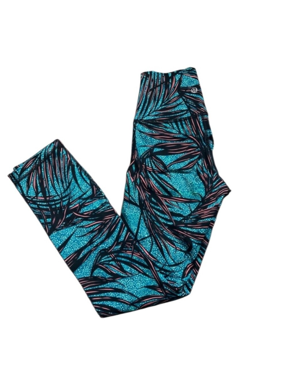 lululemon athletica Teal, Black & Pink Patterned Leggings
